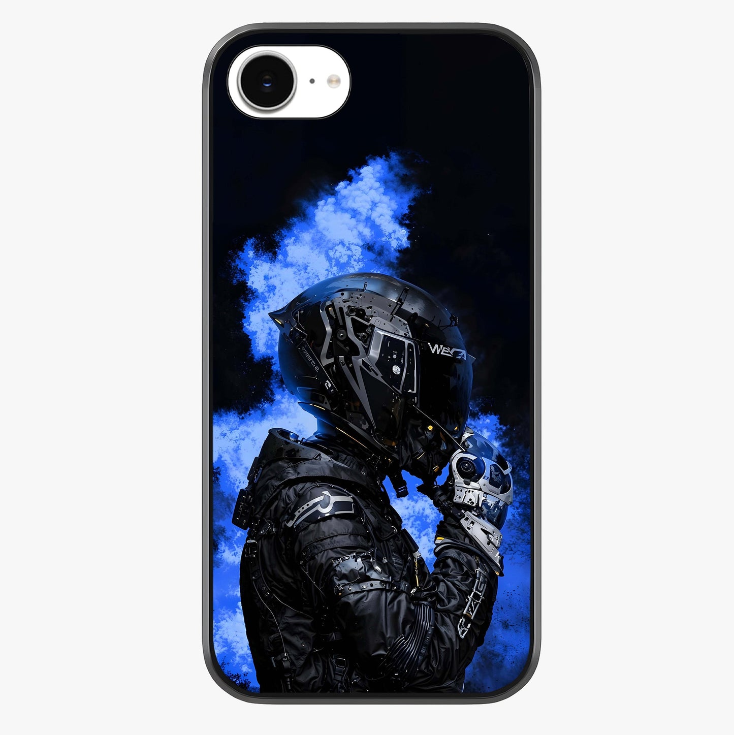 Cyber Sentinel Protocol Glass Case showing full back design in clean flat view with glossy glass finish.