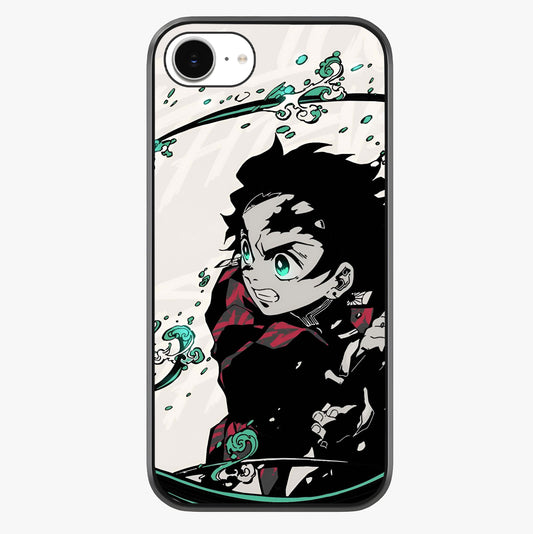 Demon Slayer Glass Case showing full back design in clean flat view with glossy glass finish.