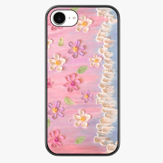 Dreamy Painted Garden Glass Case showing full back design in clean flat view with glossy glass finish.