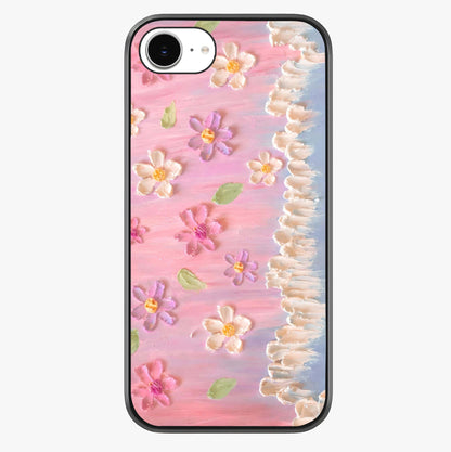 Dreamy Painted Garden Glass Case showing full back design in clean flat view with glossy glass finish.