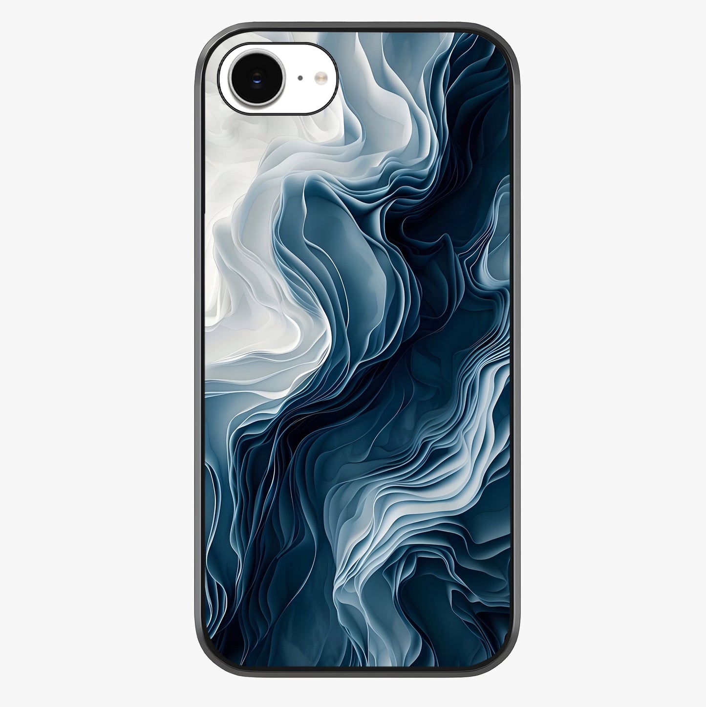 Ethereal Paper Marble Glass Case showing full back design in clean flat view with glossy glass finish.