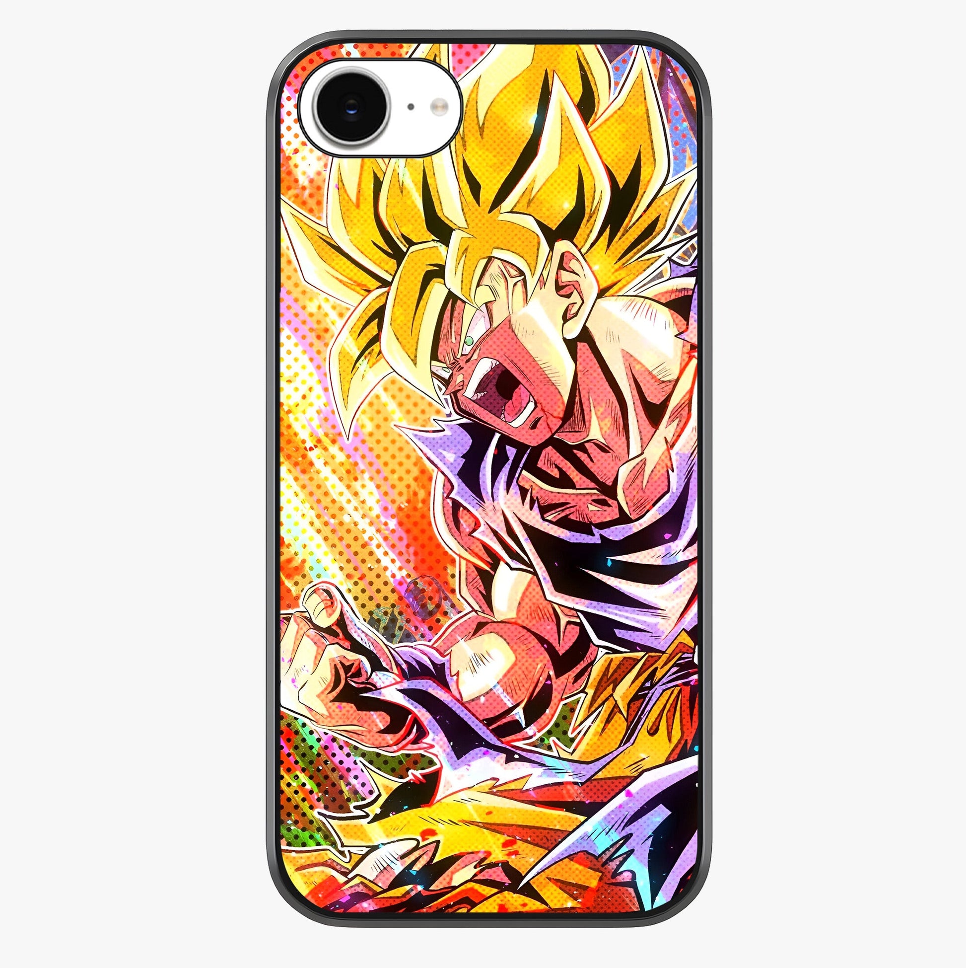 Firing Goku Glass Case showing full back design in clean flat view with glossy glass finish.