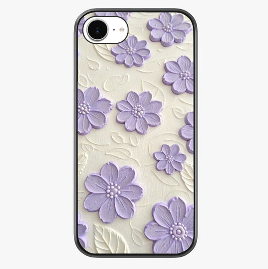 Floral Wall Art With Purple Flowers Glass Case showing full back design in clean flat view with glossy glass finish.