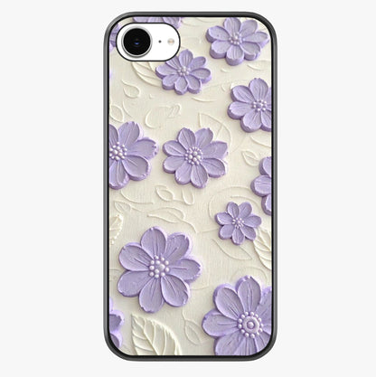 Floral Wall Art With Purple Flowers Glass Case showing full back design in clean flat view with glossy glass finish.