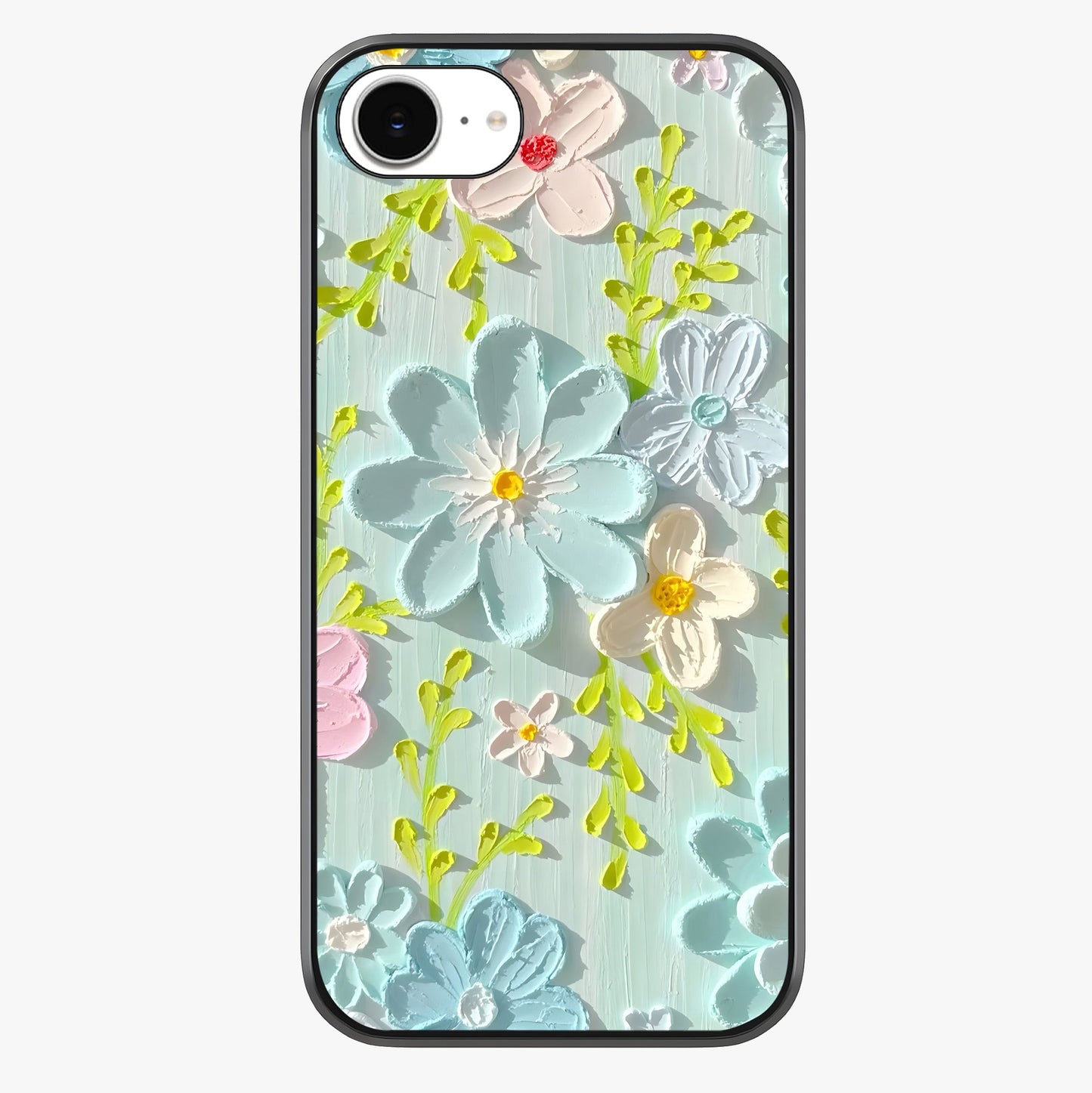 Frosted Petal Garden Glass Case showing full back design in clean flat view with glossy glass finish.