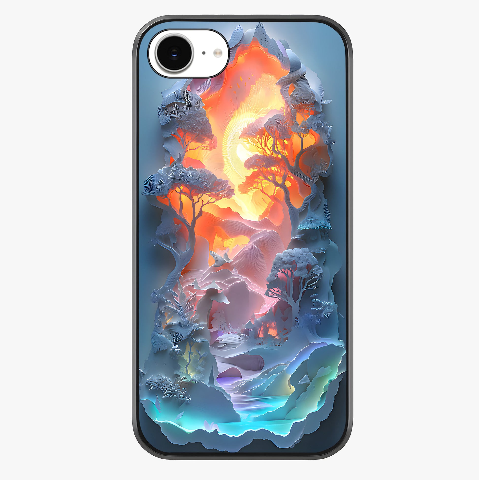 Glow Forest Portal Glass Case showing full back design in clean flat view with glossy glass finish.
