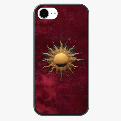Gold Sun Blush Glass Case showing full back design in clean flat view with glossy glass finish.