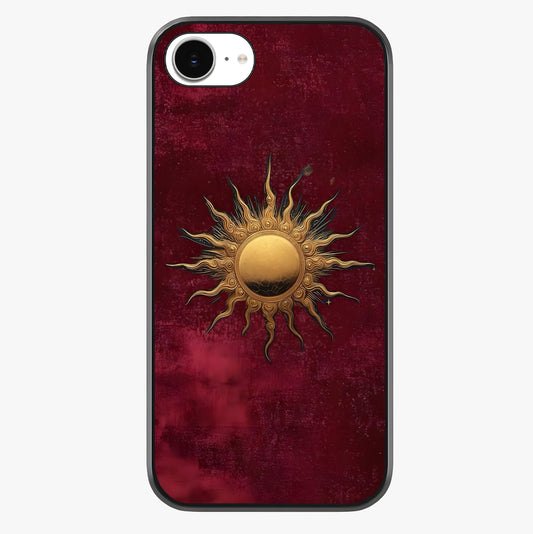 Gold Sun Blush Glass Case showing full back design in clean flat view with glossy glass finish.