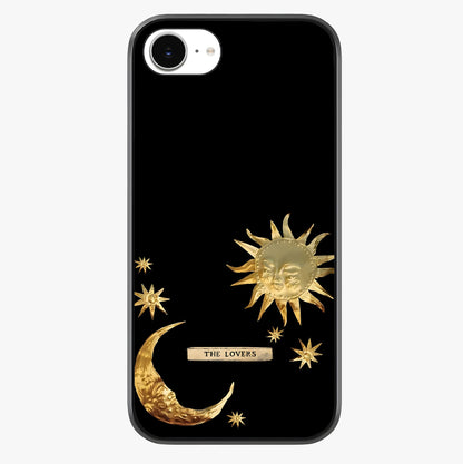 Golden Celestial Charm Glass Case showing full back design in clean flat view with glossy glass finish.
