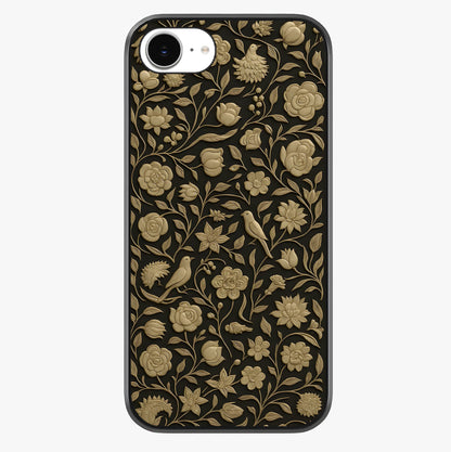 Golden Floral Majesty Glass Case showing full back design in clean flat view with glossy glass finish.