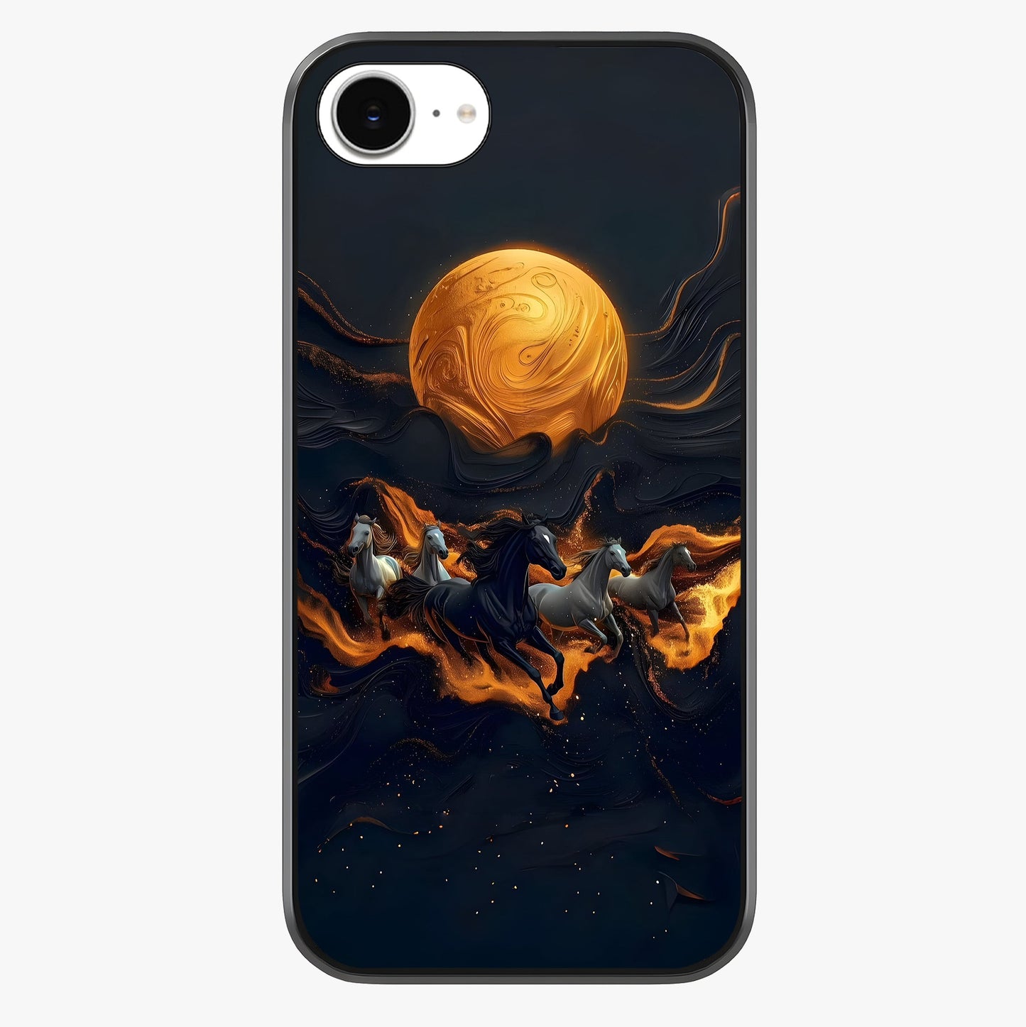 Golden Stallion Moonride Glass Case showing full back design in clean flat view with glossy glass finish.