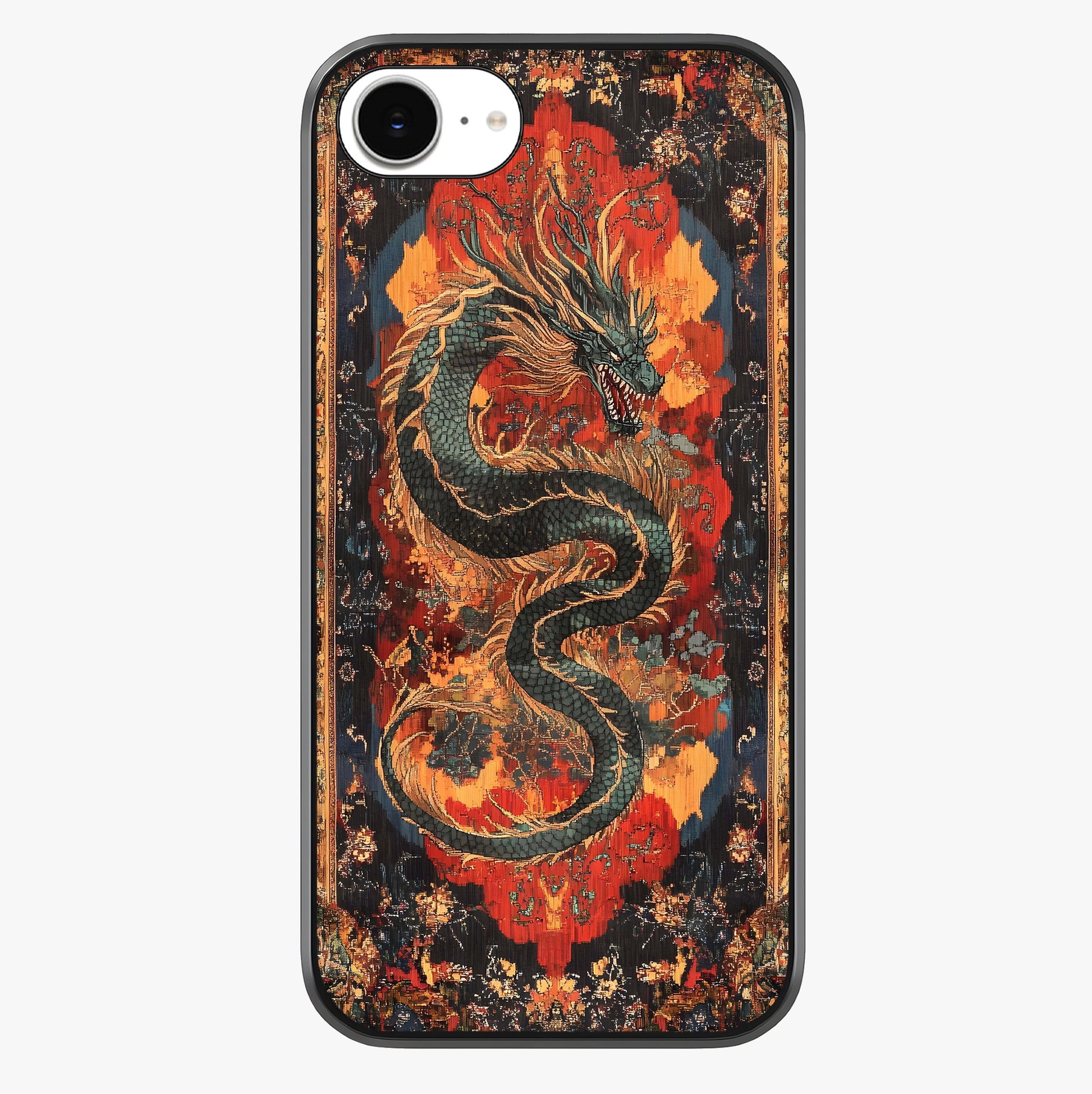 Inferno Dragon Soul Glass Case showing full back design in clean flat view with glossy glass finish.