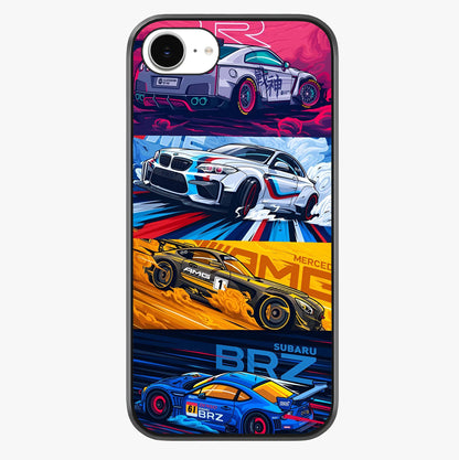 Jdm Sports Car Glass Case showing full back design in clean flat view with glossy glass finish.
