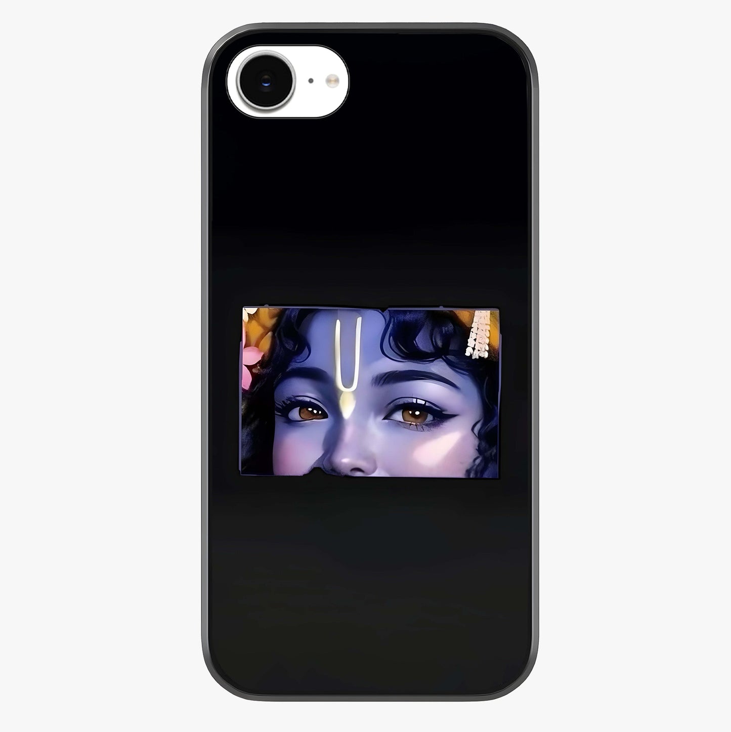 Krishna Divine Embrace Glass Case showing full back design in clean flat view with glossy glass finish.