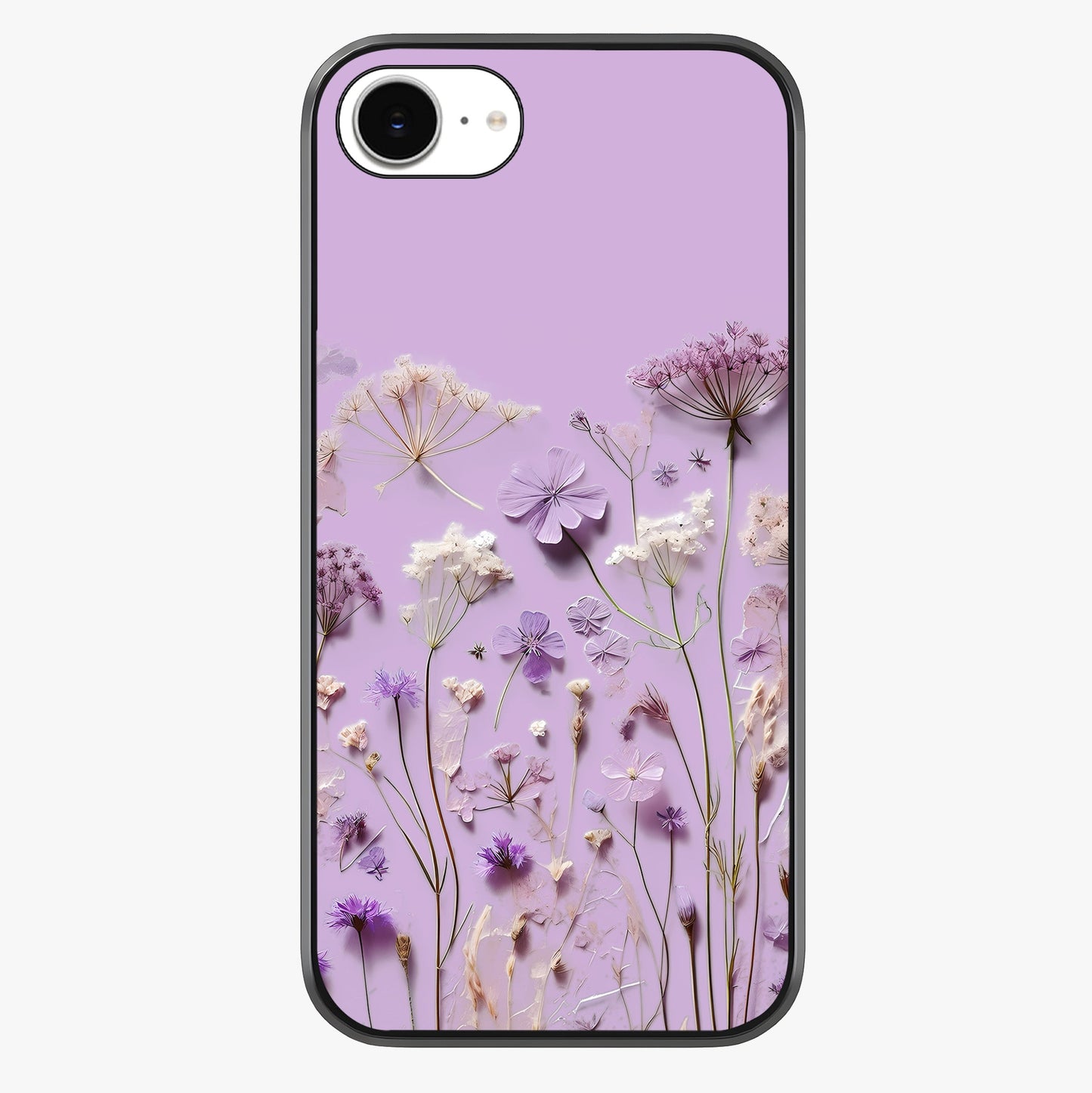 Lavender Blossom Dream Glass Case showing full back design in clean flat view with glossy glass finish.