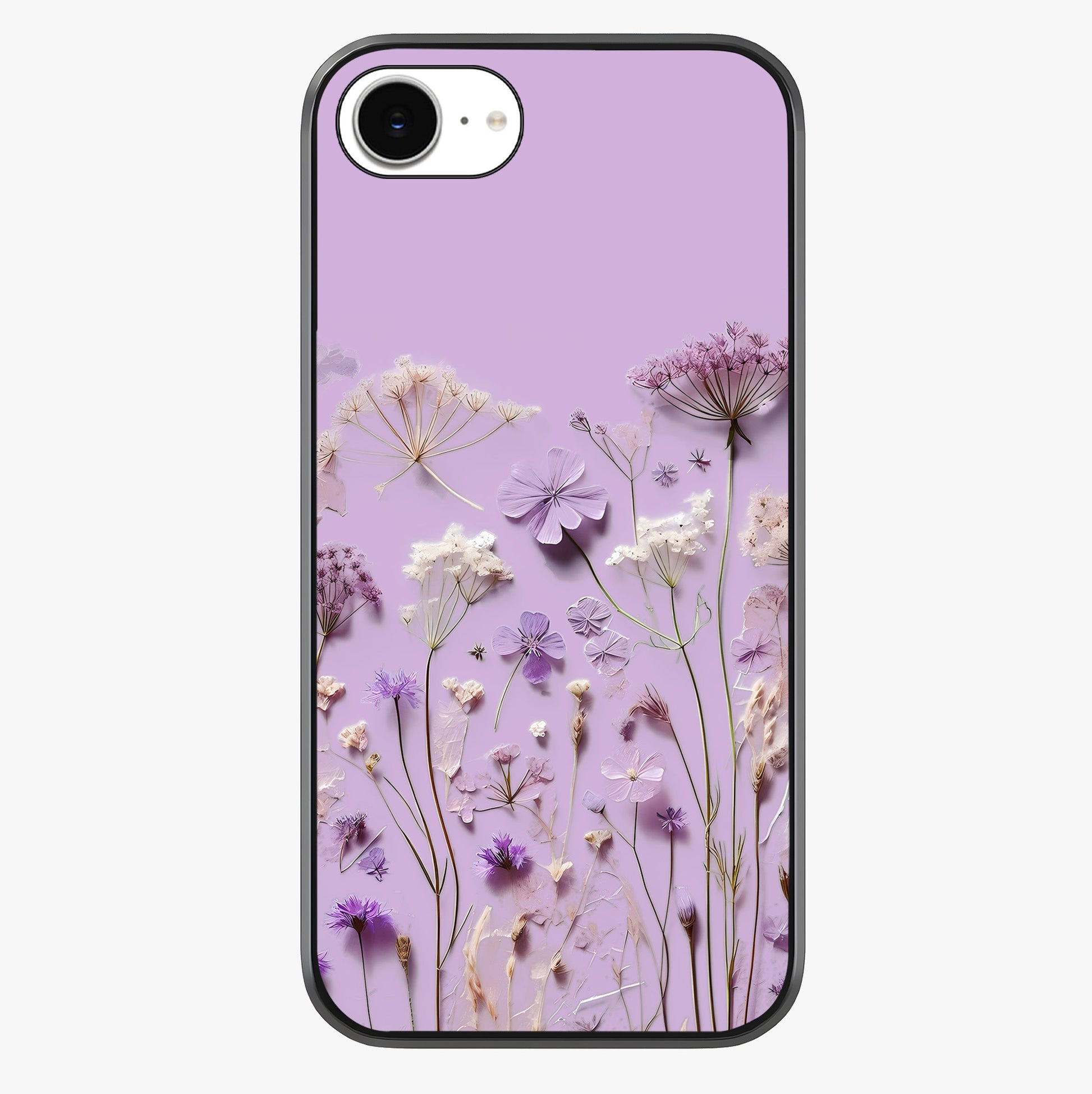 Lavender Blossom Dream Glass Case showing full back design in clean flat view with glossy glass finish.