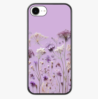 Lavender Blossom Dream Glass Case showing full back design in clean flat view with glossy glass finish.