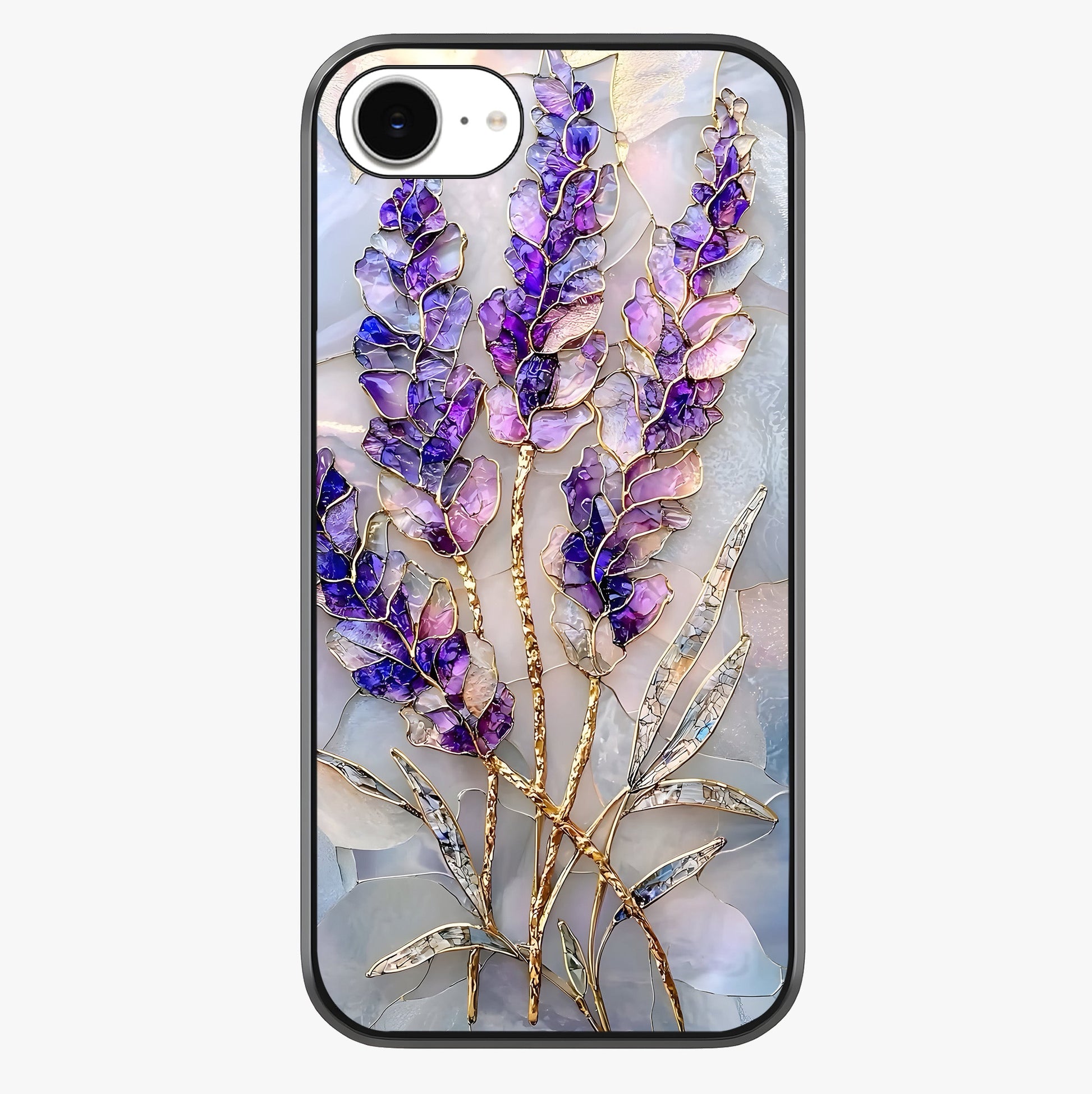 Lavender Dream Glow Glass Case showing full back design in clean flat view with glossy glass finish.