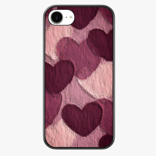 Layered Paper Hearts Glass Case showing full back design in clean flat view with glossy glass finish.