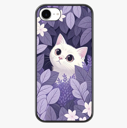 Lilac Hide Peek Cat Glass Case showing full back design in clean flat view with glossy glass finish.