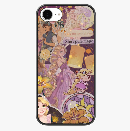 Magical Tangled Dream Glass Case showing full back design in clean flat view with glossy glass finish.