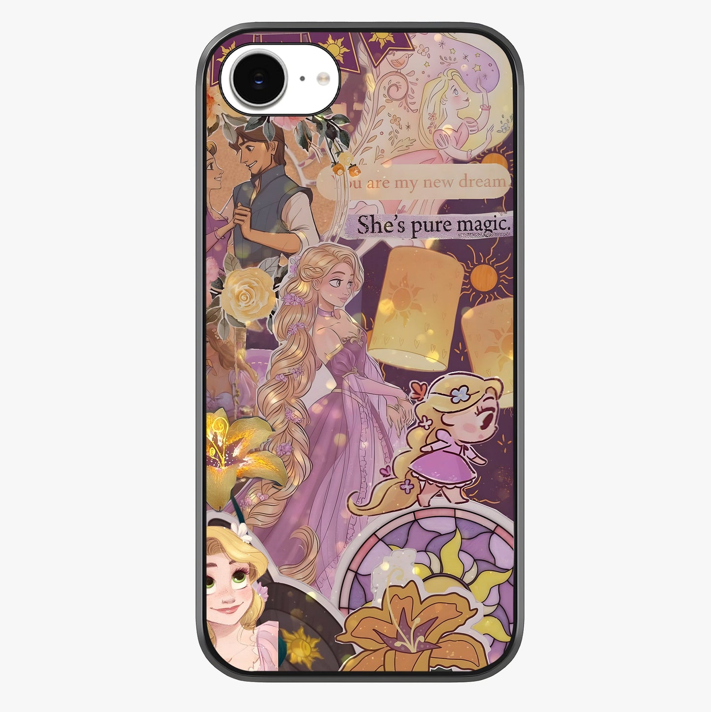 Magical Tangled Dream Glass Case showing full back design in clean flat view with glossy glass finish.