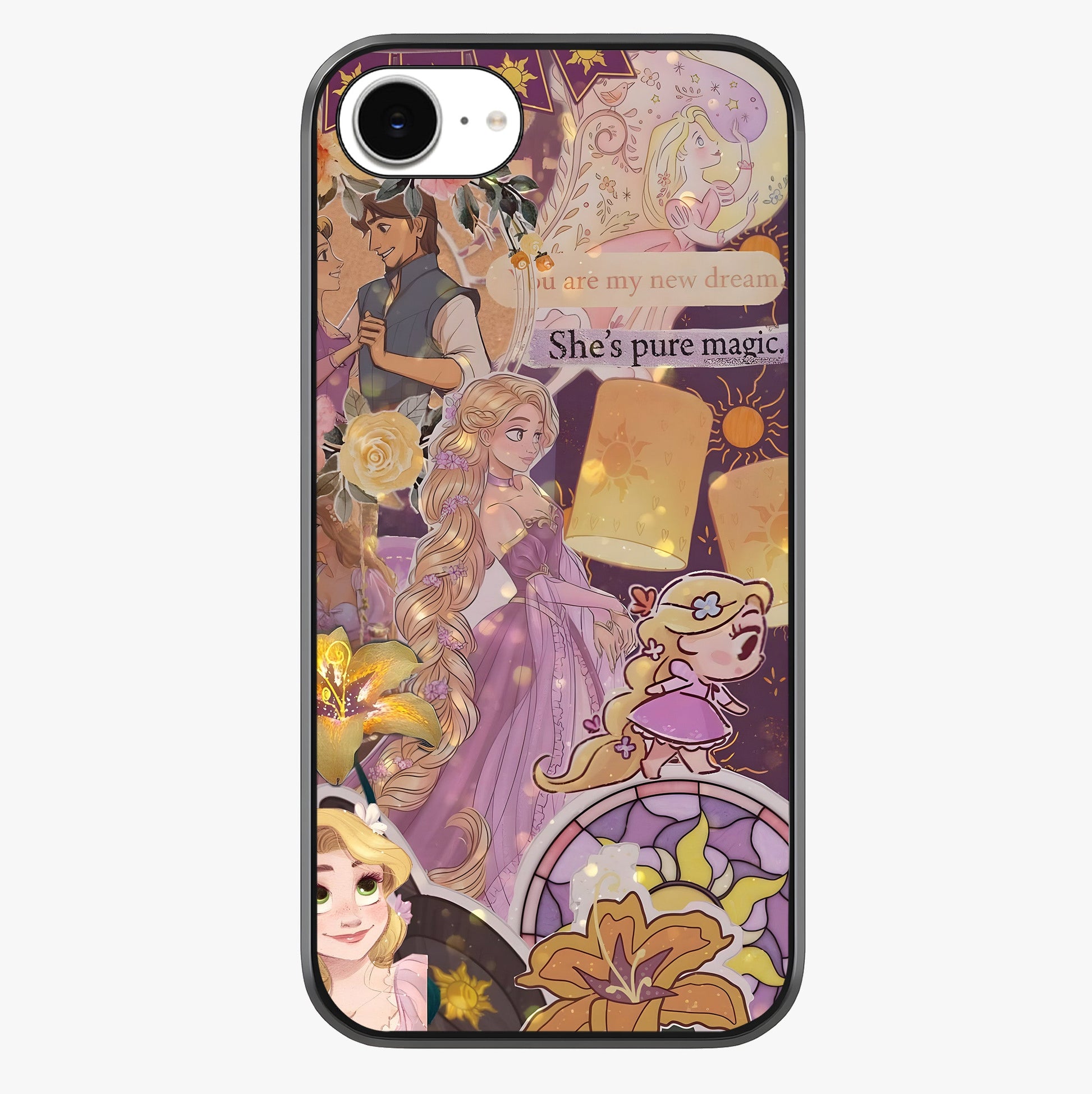 Magical Tangled Dream Glass Case showing full back design in clean flat view with glossy glass finish.