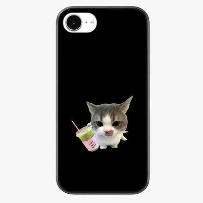 Matcha Cat Style Glass Case showing full back design in clean flat view with glossy glass finish.