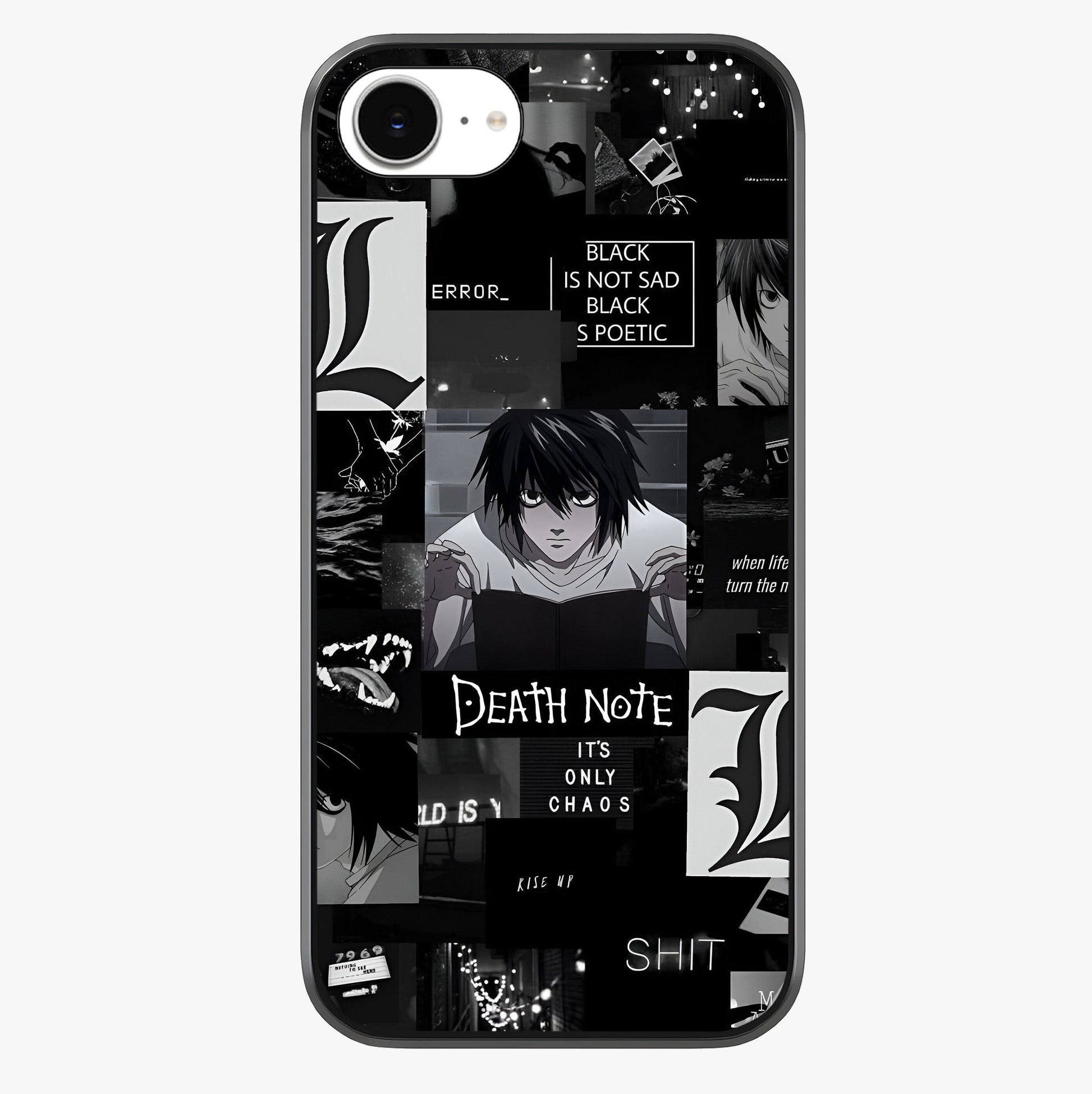 Midnight Chaos Mind Glass Case showing full back design in clean flat view with glossy glass finish.