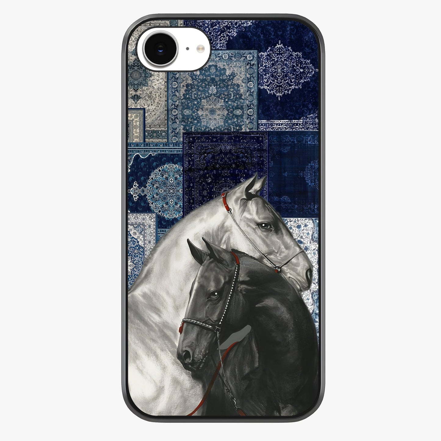 Midnight Stallion Blues Glass Case showing full back design in clean flat view with glossy glass finish.