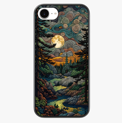 Moonlight Forest Dream Glass Case showing full back design in clean flat view with glossy glass finish.