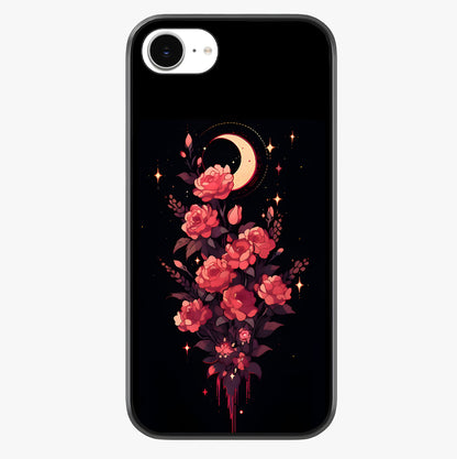 Moonlit Floral Elegance Glass Case showing full back design in clean flat view with glossy glass finish.