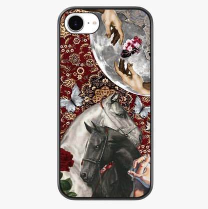 Moonlit Royal Stallion Glass Case showing full back design in clean flat view with glossy glass finish.