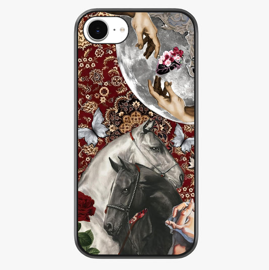 Moonlit Royal Stallion Glass Case showing full back design in clean flat view with glossy glass finish.
