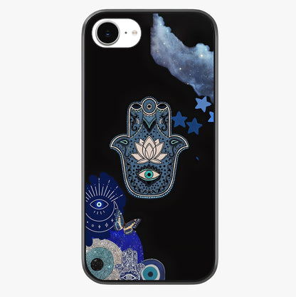 Mystic Hand Aura Glass Case showing full back design in clean flat view with glossy glass finish.