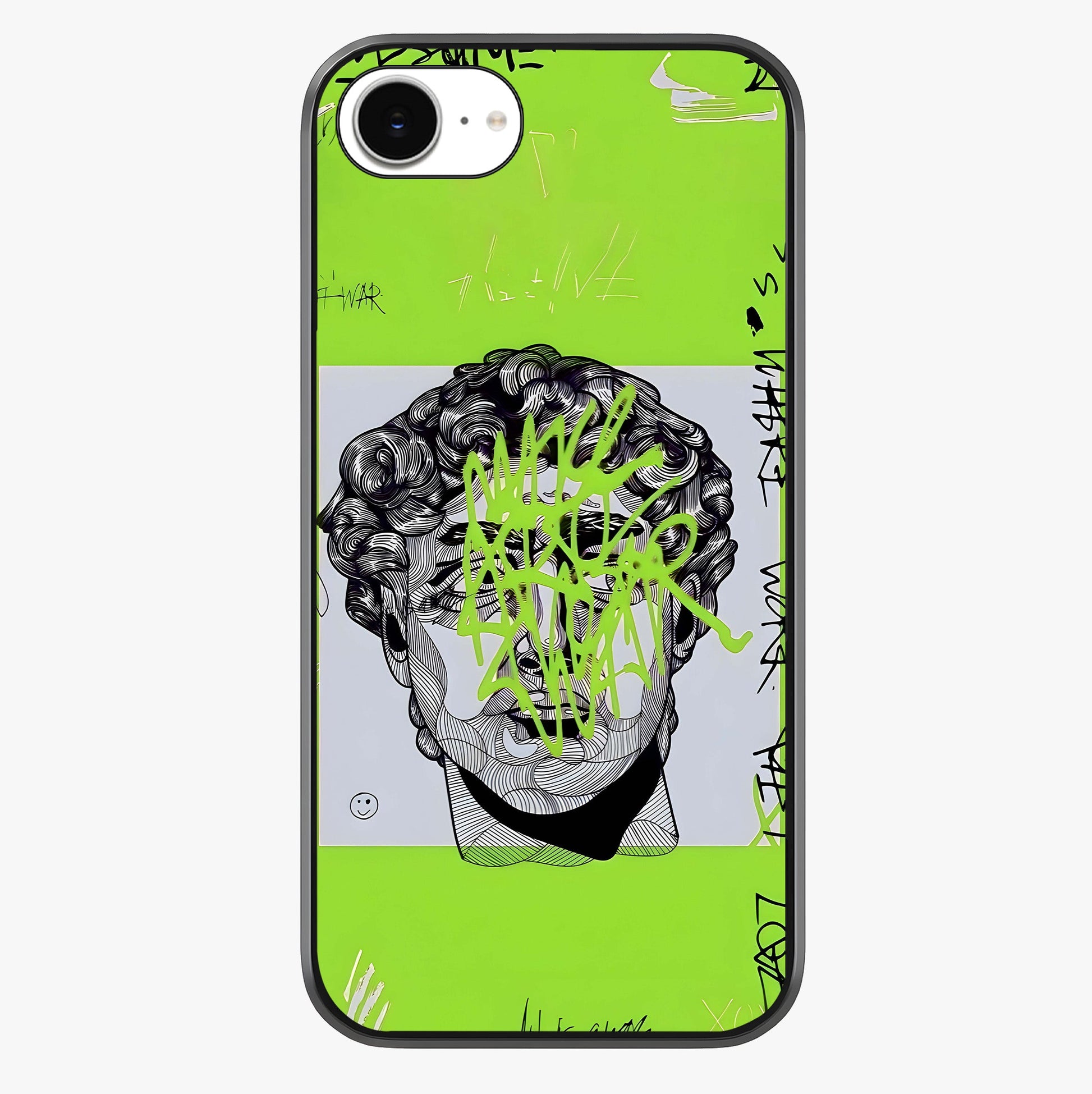 Neo Graffiti Rebellion Glass Case showing full back design in clean flat view with glossy glass finish.