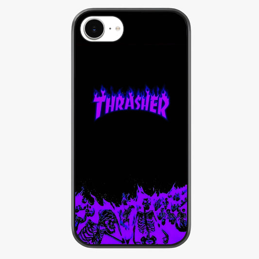 Neon Flame Riot Glass Case showing full back design in clean flat view with glossy glass finish.