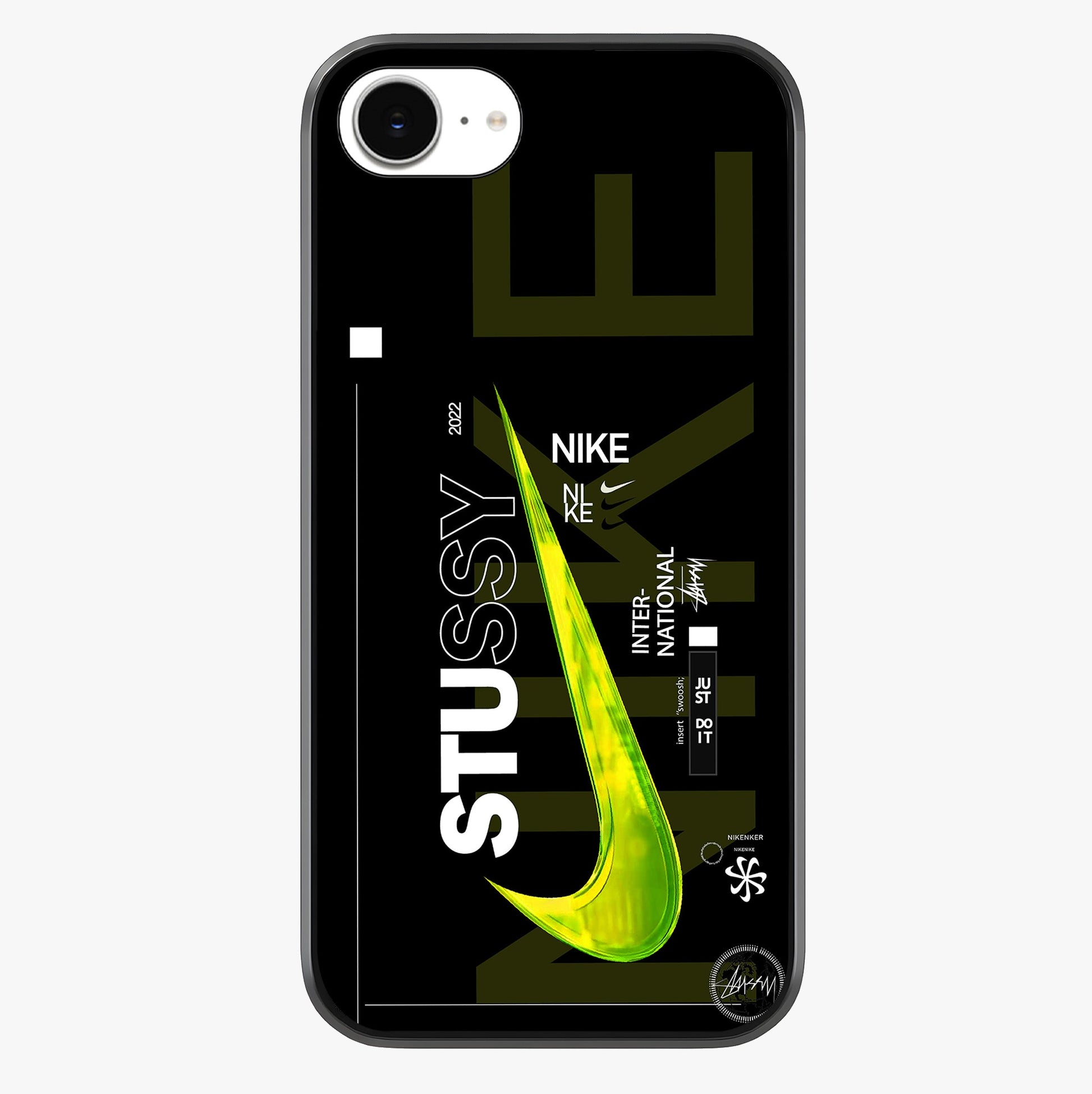 Neon Street Edition Glass Case showing full back design in clean flat view with glossy glass finish.