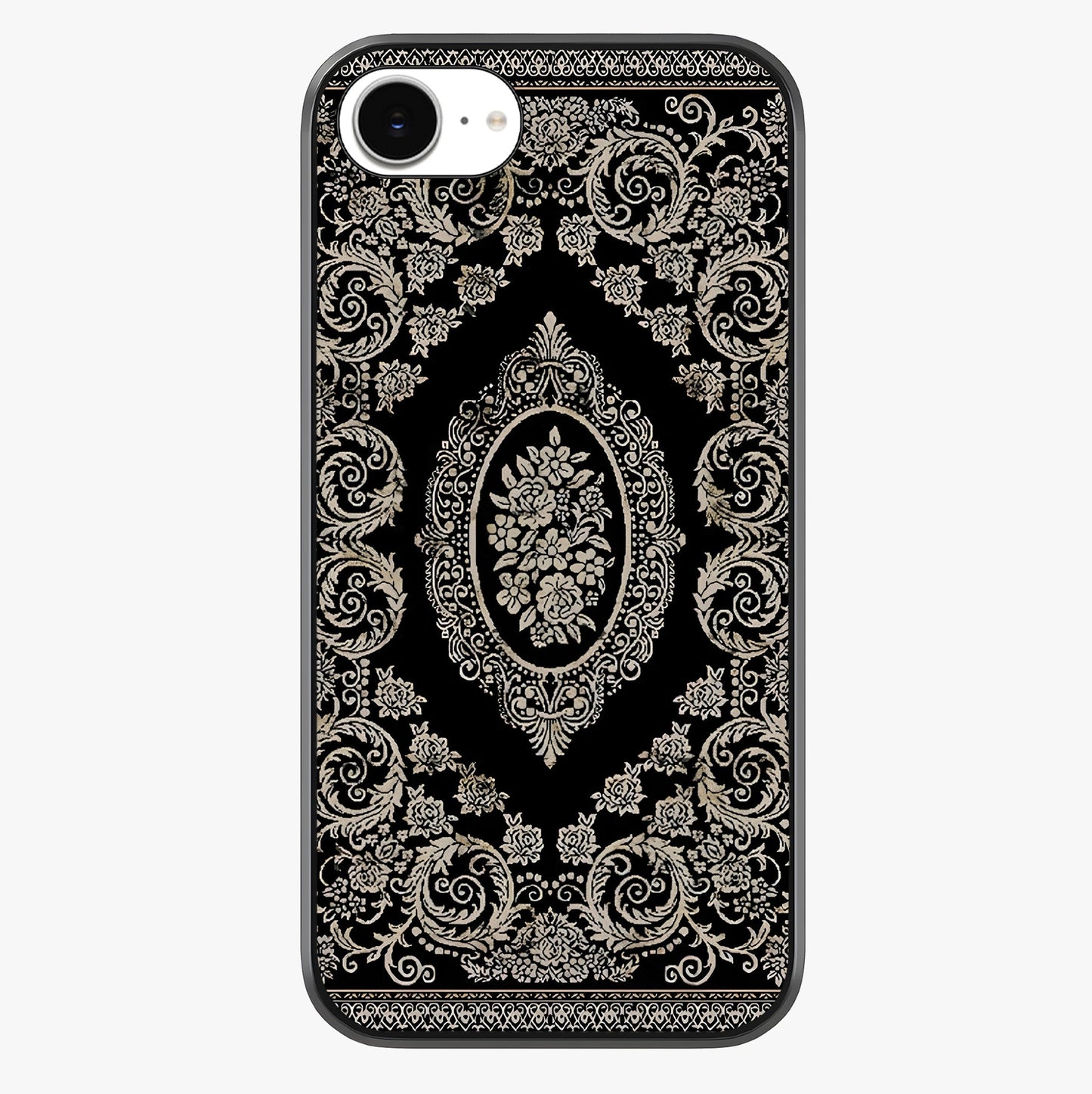 Noir Bloom Elegance Glass Case showing full back design in clean flat view with glossy glass finish.