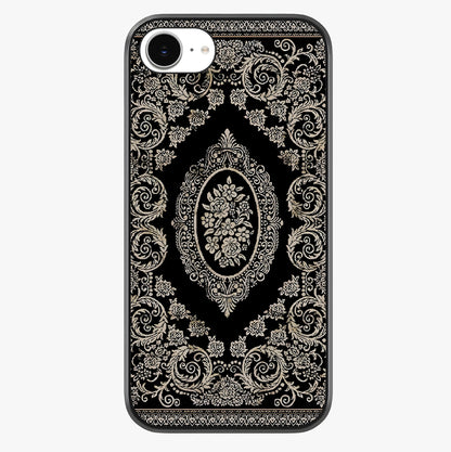 Noir Bloom Elegance Glass Case showing full back design in clean flat view with glossy glass finish.