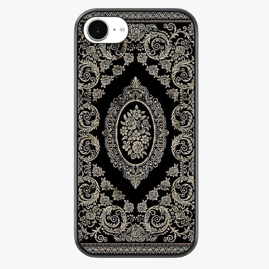 Noir Bloom Elegance Glass Case showing full back design in clean flat view with glossy glass finish.