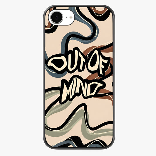 Out Of Mind Glass Case showing full back design in clean flat view with glossy glass finish.