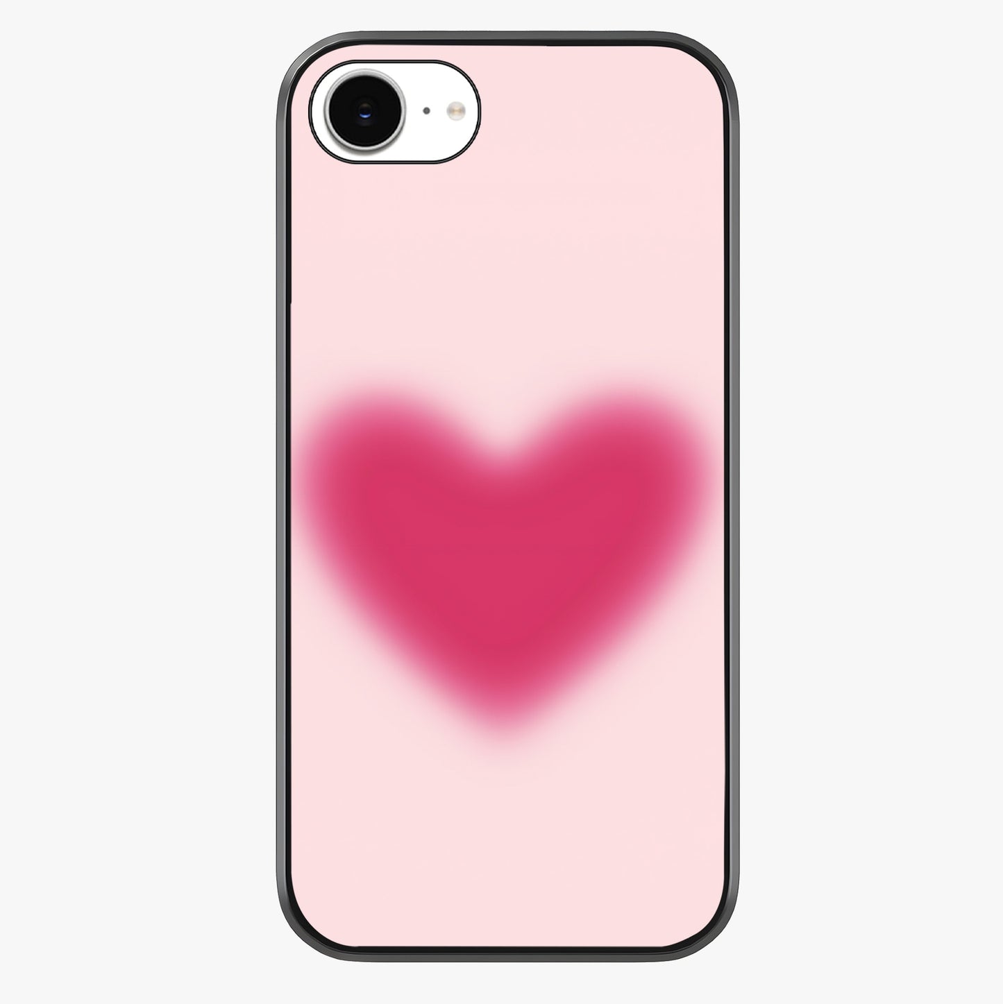 Pink Aura Heart Glass Case showing full back design in clean flat view with glossy glass finish.