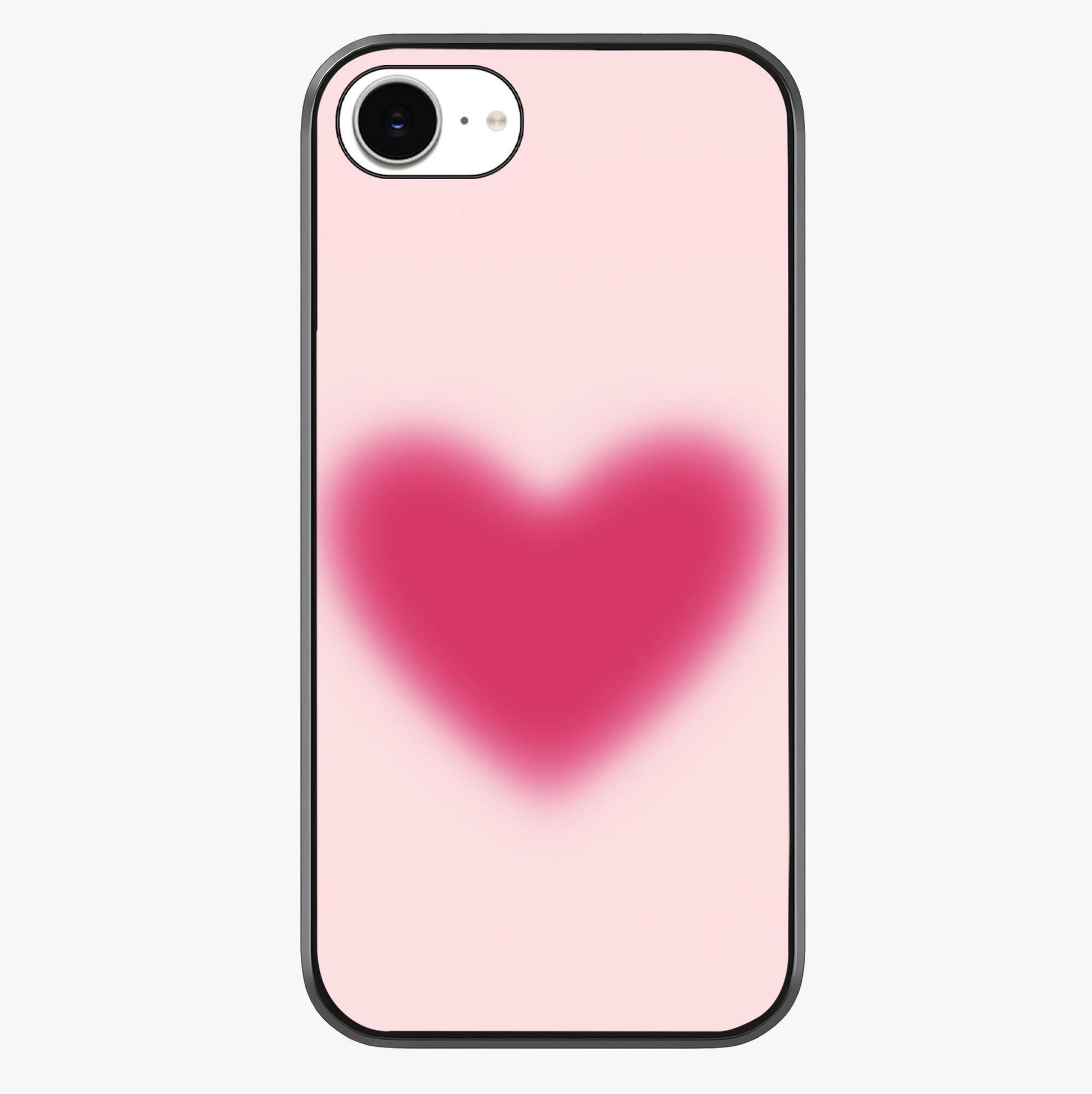 Pink Aura Heart Glass Case showing full back design in clean flat view with glossy glass finish.