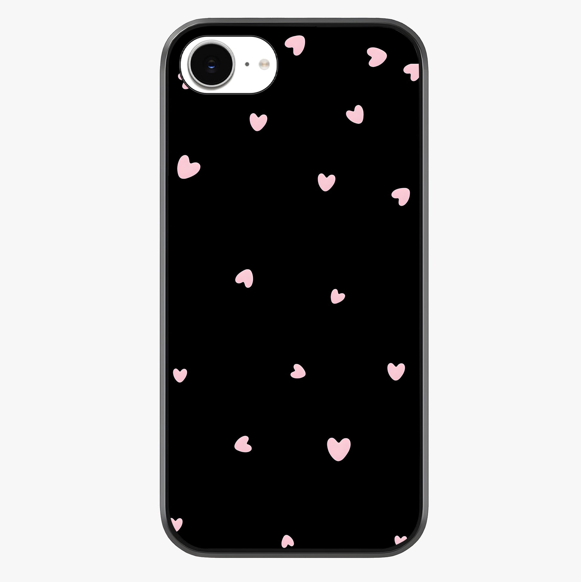 Pink Love Drops Glass Case showing full back design in clean flat view with glossy glass finish.