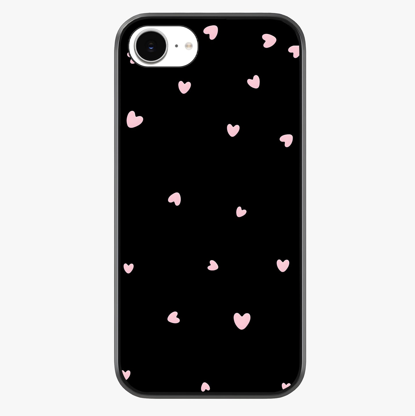 Pink Love Drops Glass Case showing full back design in clean flat view with glossy glass finish.
