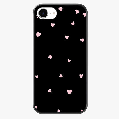 Pink Love Drops Glass Case showing full back design in clean flat view with glossy glass finish.