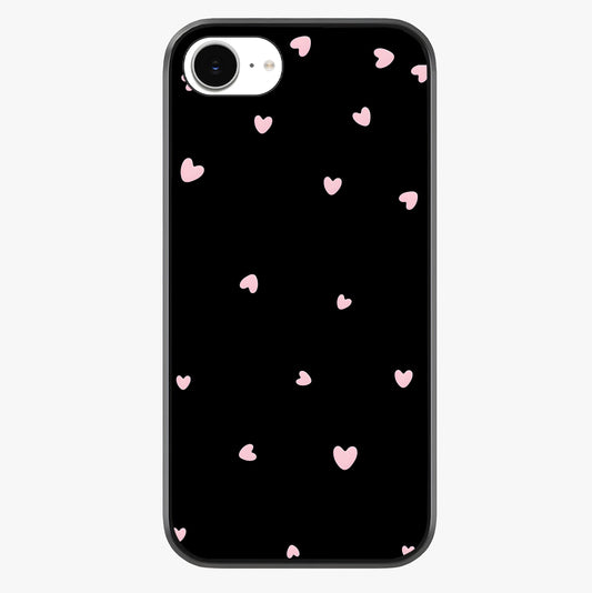 Pink Love Drops Glass Case showing full back design in clean flat view with glossy glass finish.
