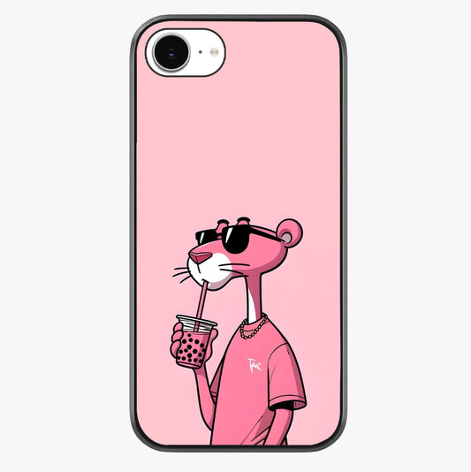 Pink Panther Glass Case showing full back design in clean flat view with glossy glass finish.