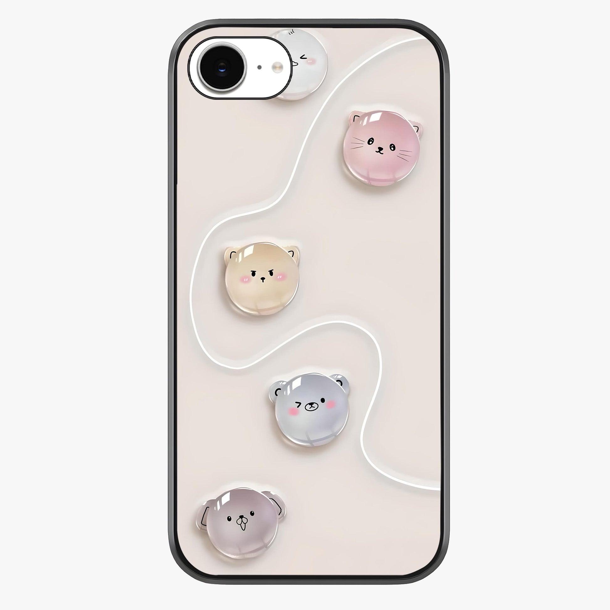 Puffy Face Parade Glass Case showing full back design in clean flat view with glossy glass finish.